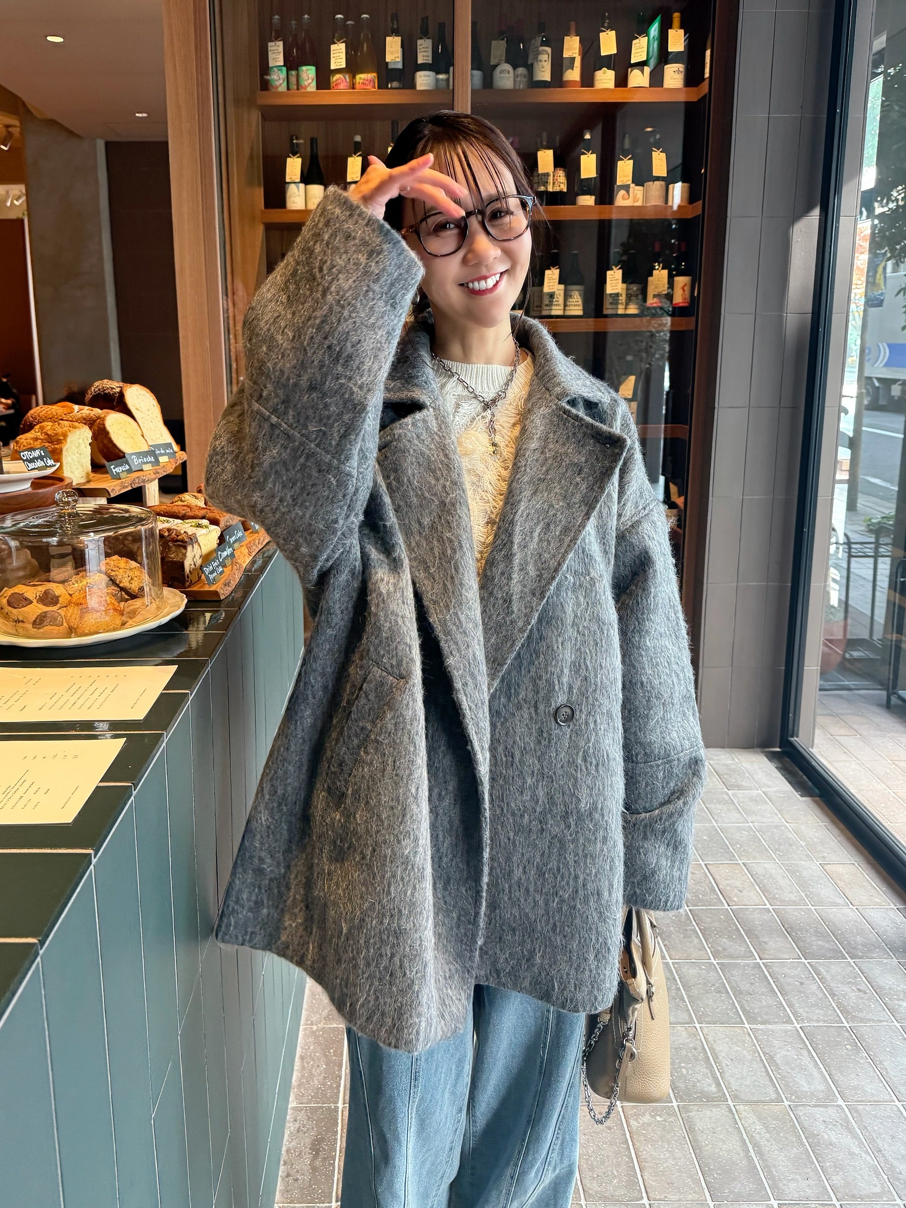 シャギーミドルコート / チャコール – fosie