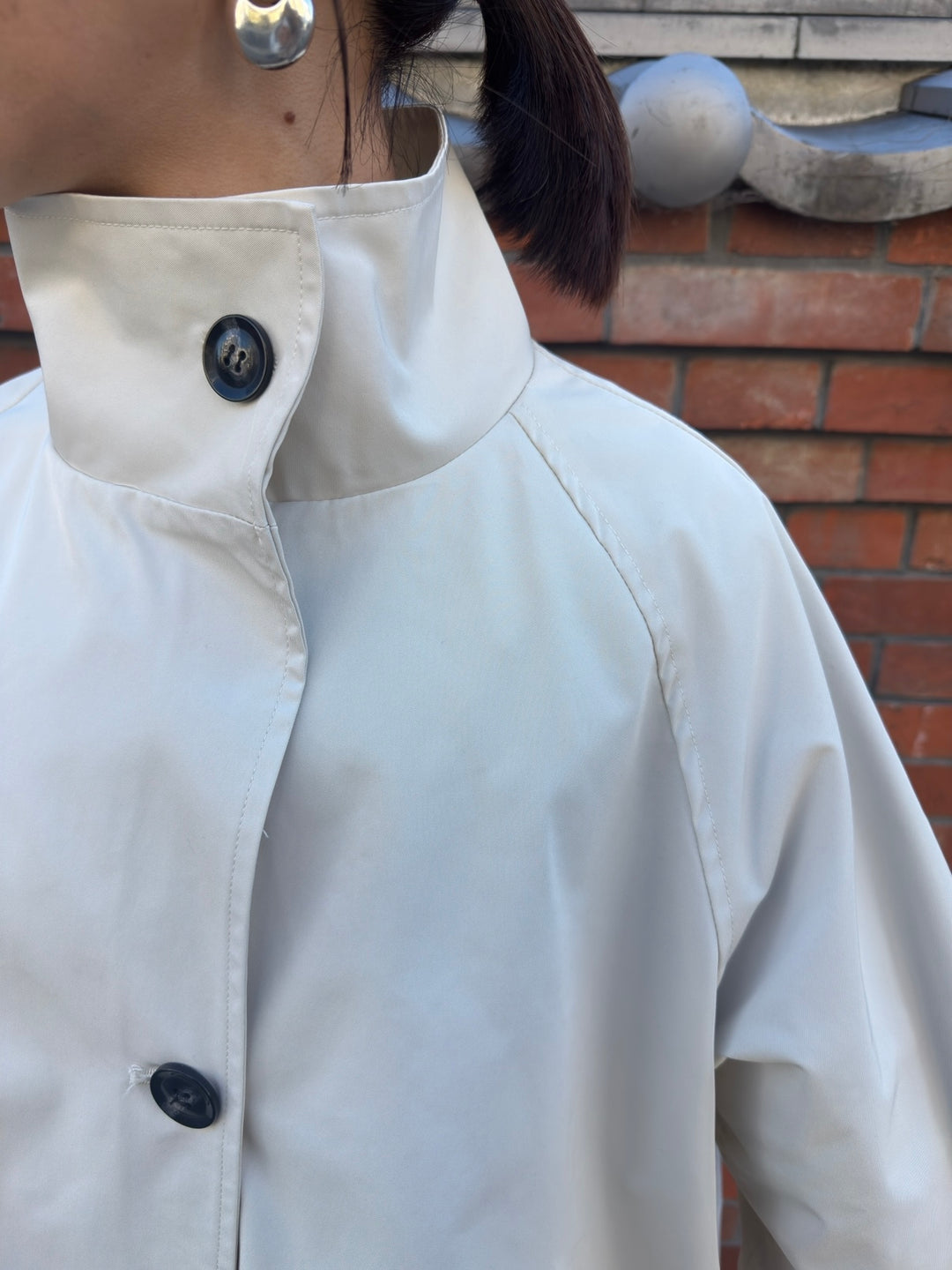 スタンドカラーミドルコート / オフホワイト