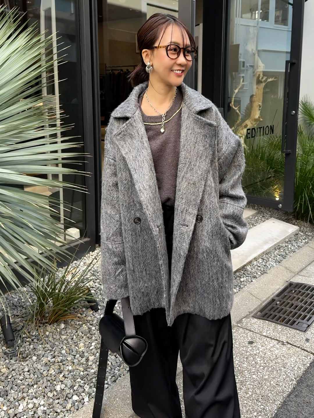 シャギーミドルコート / チャコール