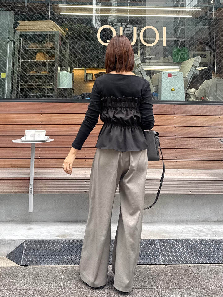 ドレープロングTシャツ / ブラック