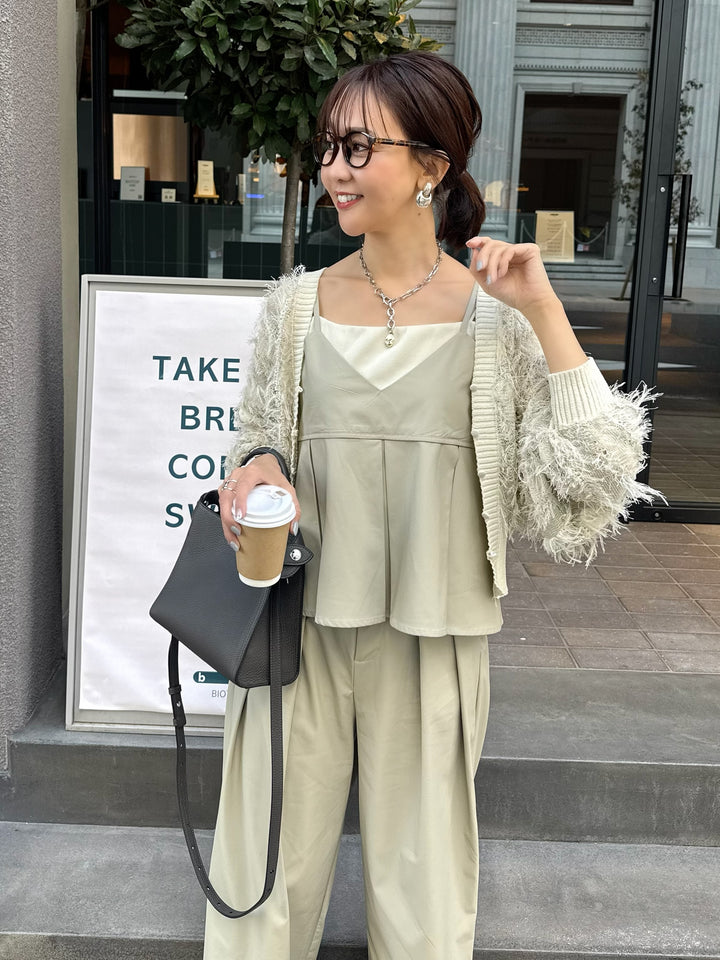 ウォッシャブルフェイクレザーキャミソール / エクリュ