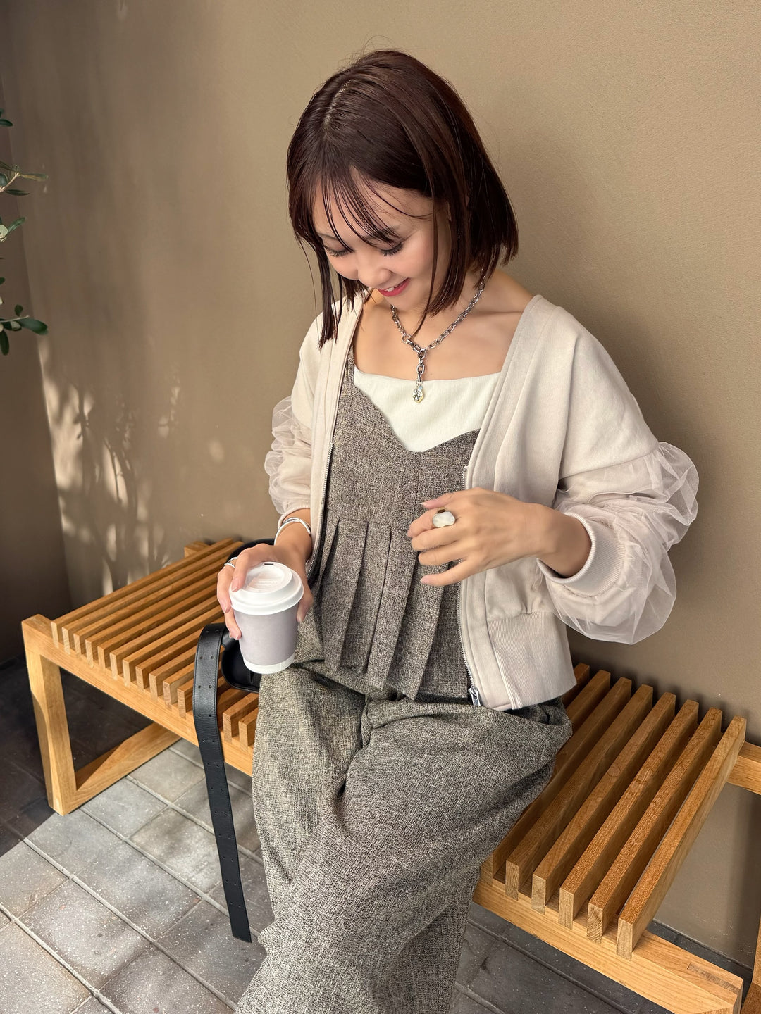 【予約】袖チュールカーディガン / ミルクティー(3月下旬頃発送予定)