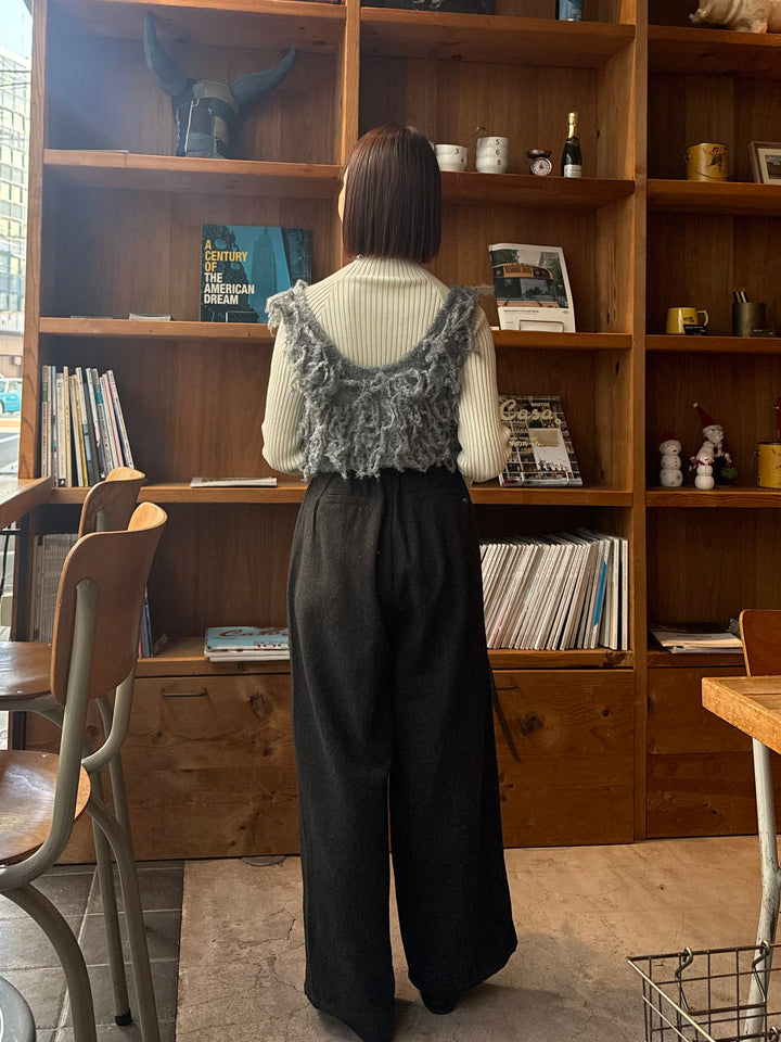 ツイードパイピングパンツ／ブラック