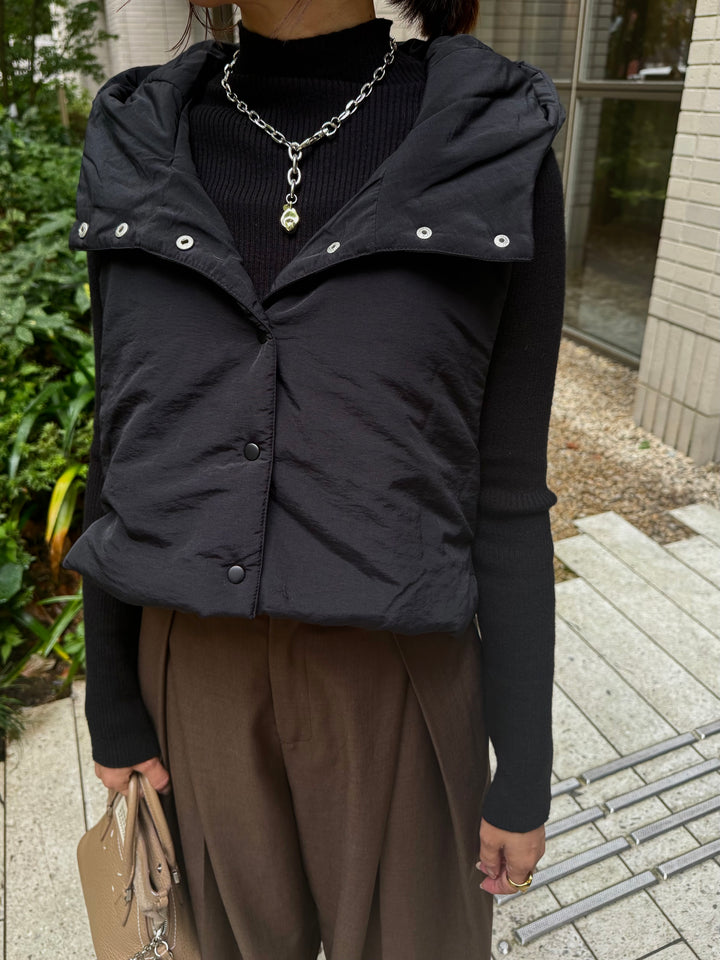 中綿フードベスト / ブラック