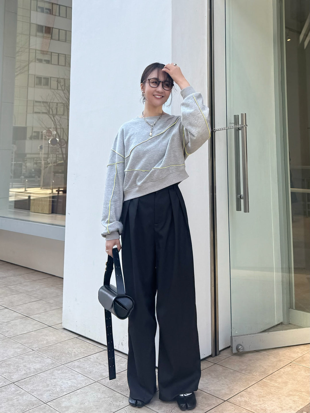 【予約】配色メロープルオーバー／グレー(2月下旬発送予定)