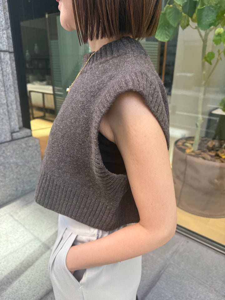 バックスリットニットベスト / ブラウン