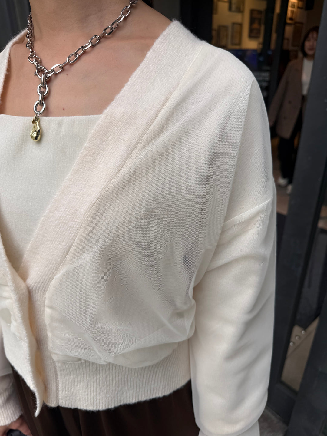 チュールニットカーディガン / アイボリー