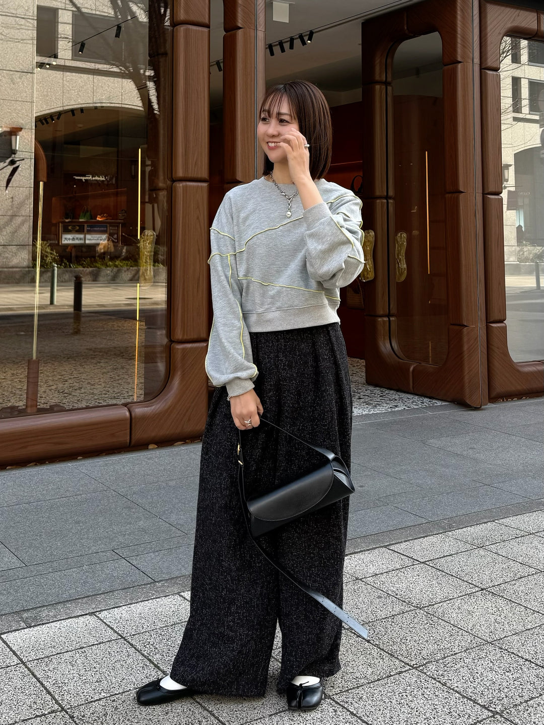 【予約】配色メロープルオーバー／グレー(2月下旬発送予定)