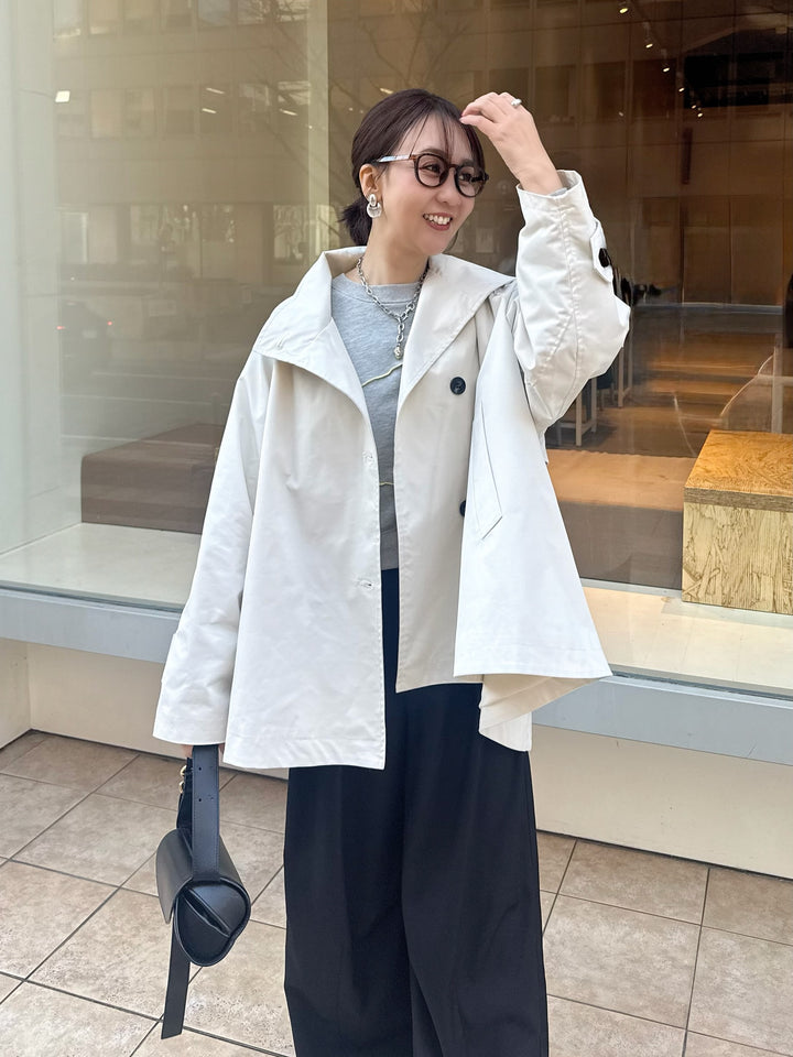 スタンドカラーミドルコート / オフホワイト