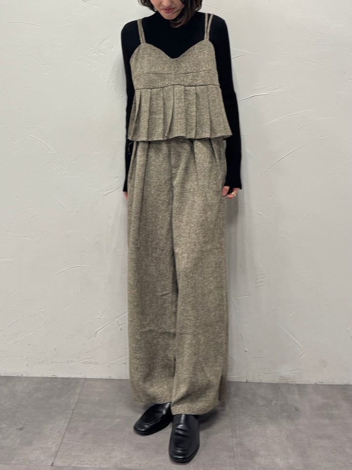 【予約】[SET]サマーツイードプリーツキャミ / ブラウン + サマーツイードタックパンツ / ブラウン(3月下旬発送予定)