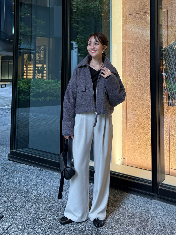 ループツイードショートジャケット / グレー