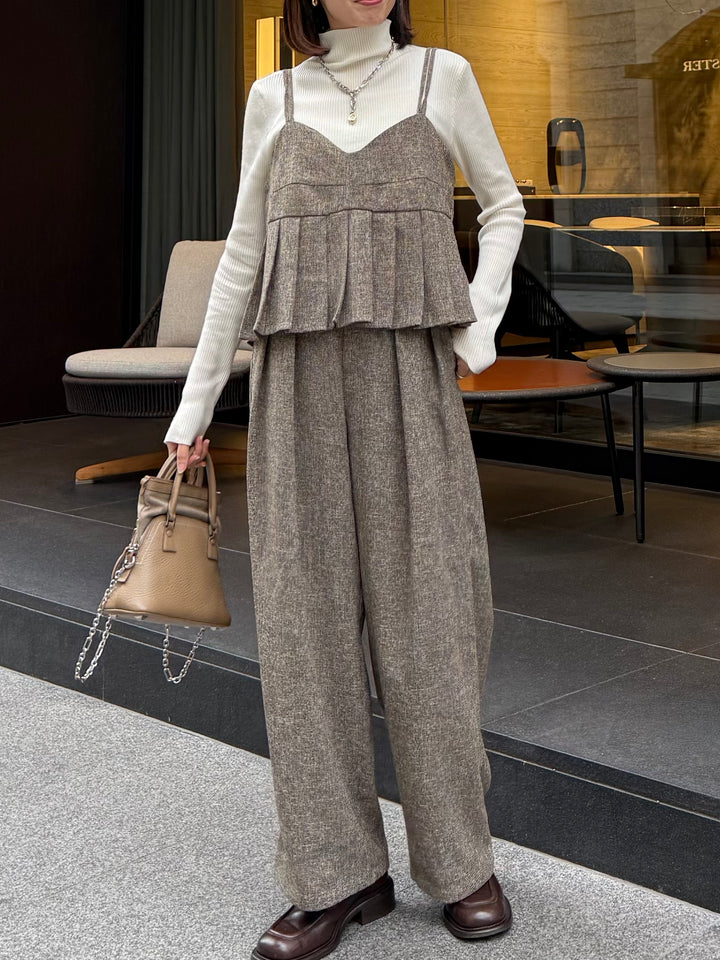 【予約】サマーツイードタックパンツ / ブラウン(2月中旬頃発送予定)