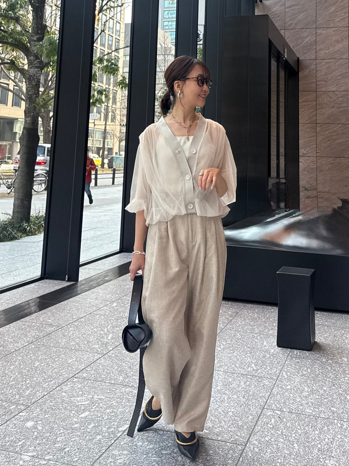 [新作300円OFF] 【予約】チュールシアーカーディガン / ベージュ(4月上旬発送予定)