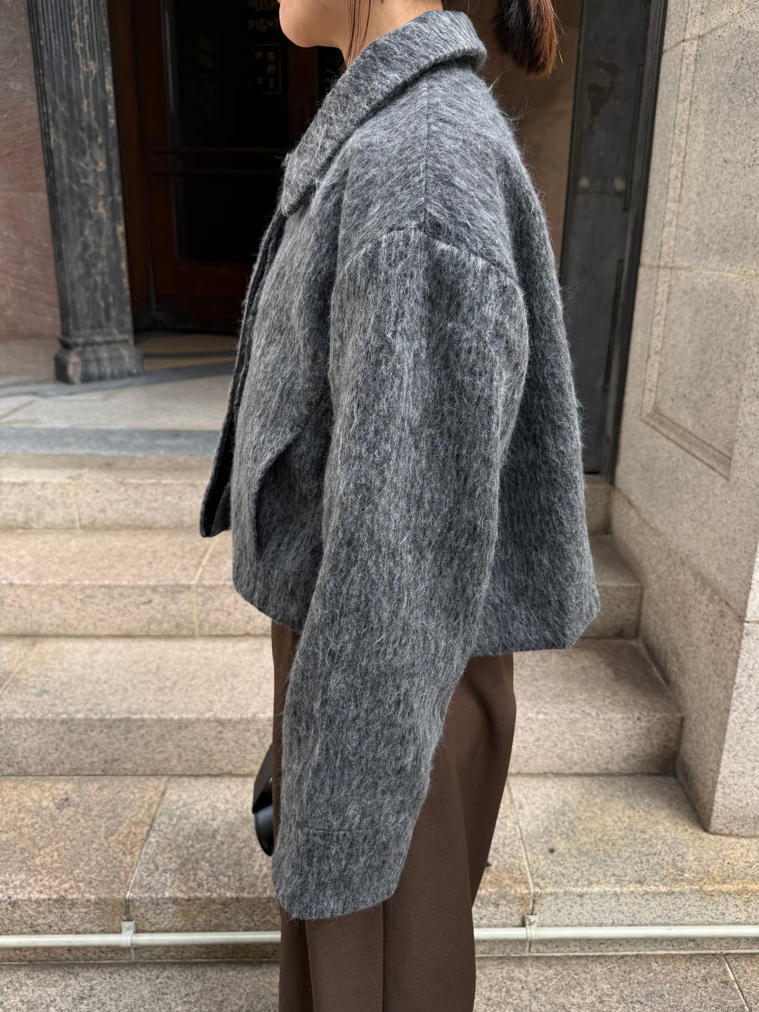 シャギーショートジャケット / グレー