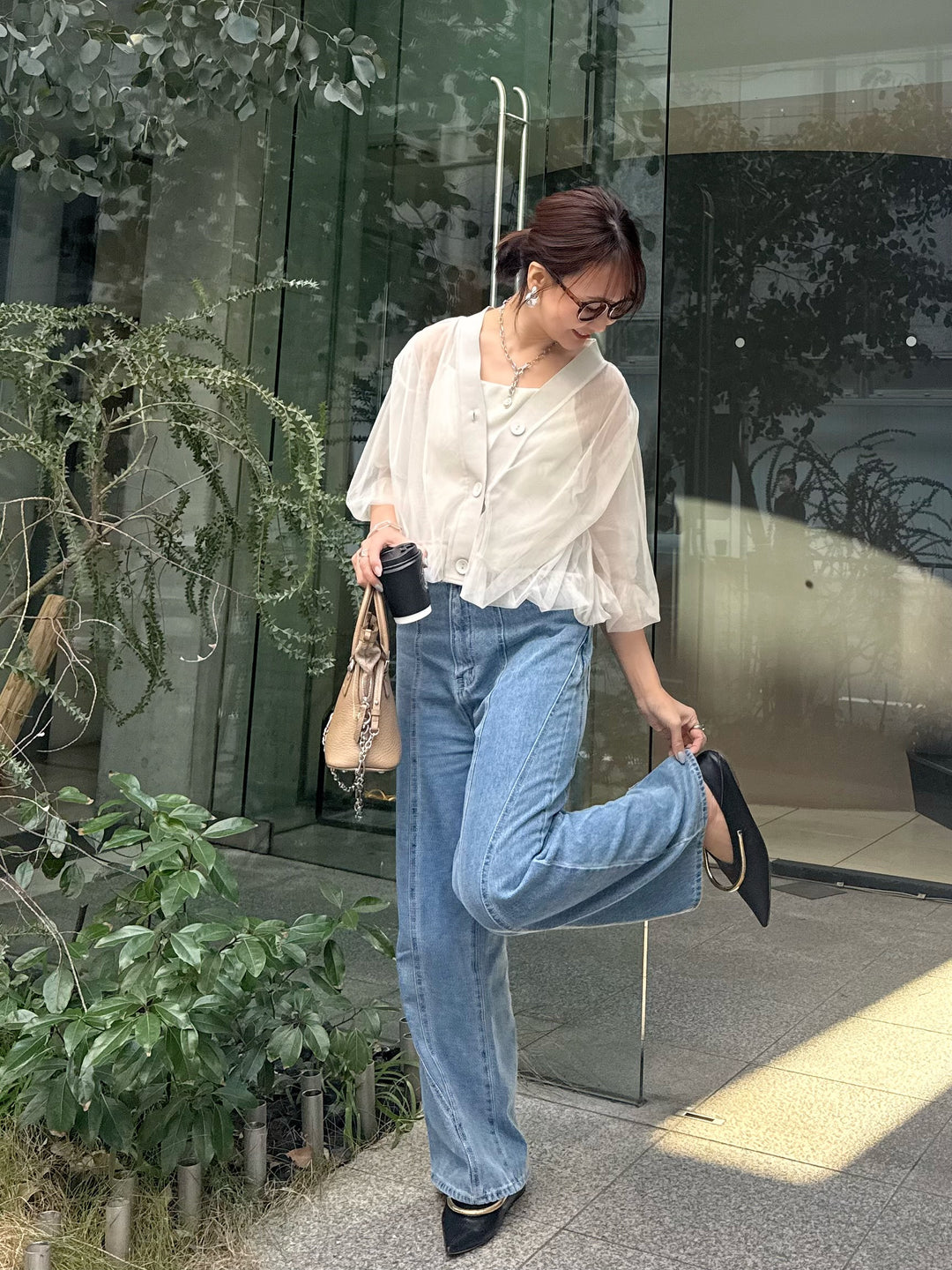 [新作300円OFF] 【予約】チュールシアーカーディガン / ベージュ(4月上旬発送予定)