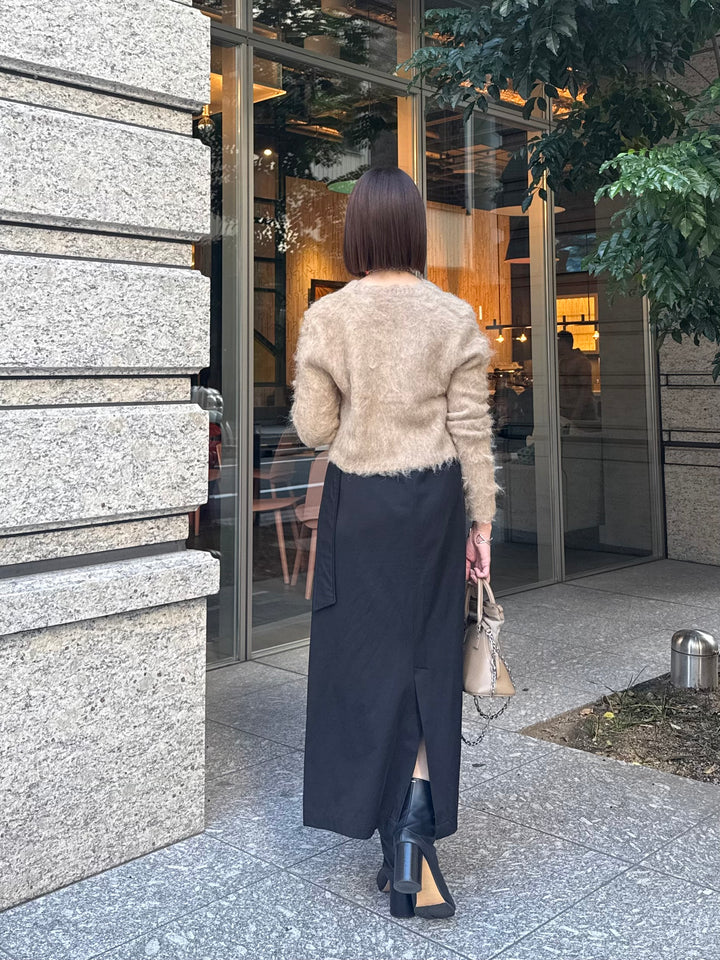 モヘアタッチクロップドカーディガン / ベージュ