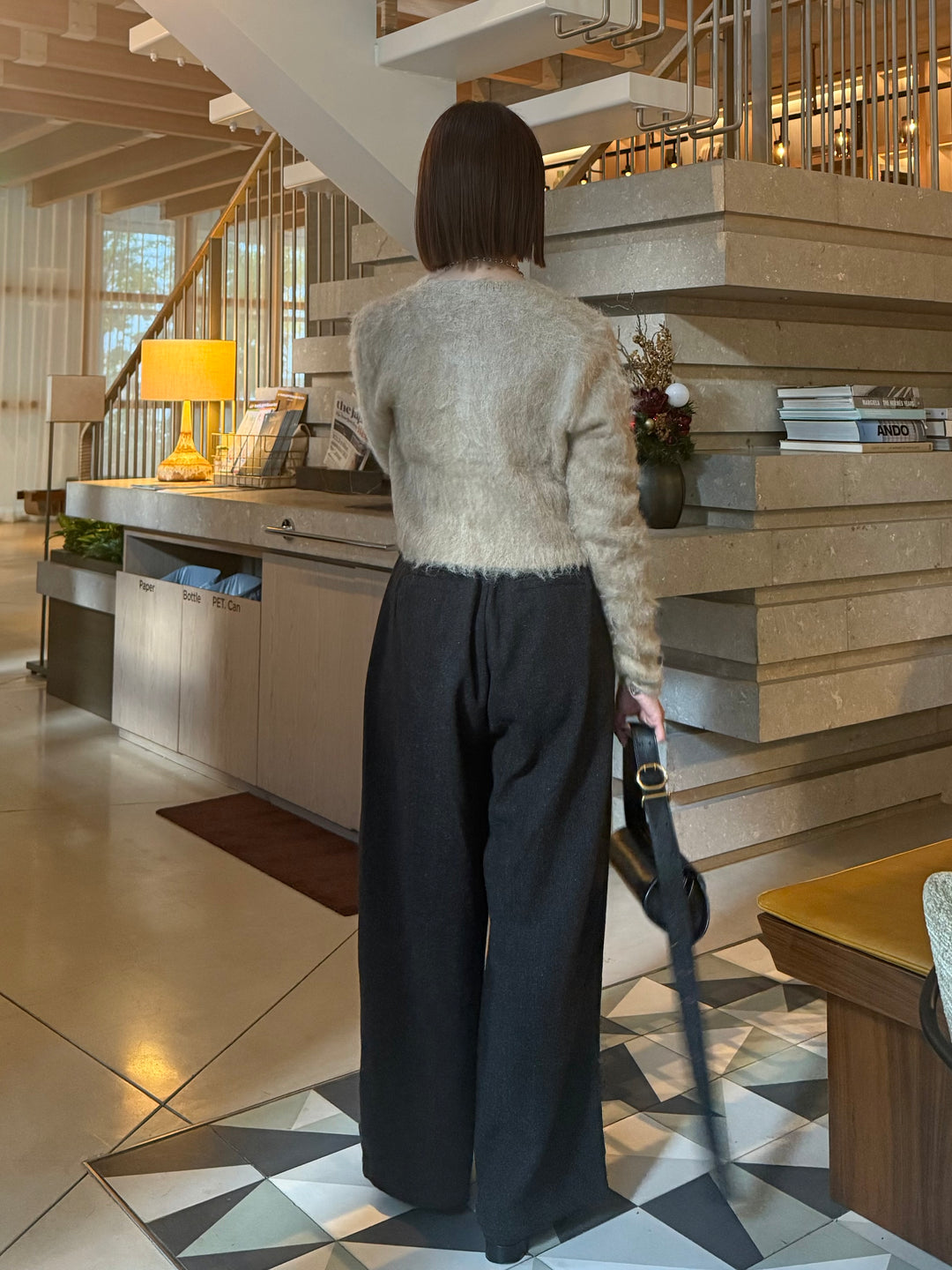 モヘアタッチクロップドカーディガン / ベージュ