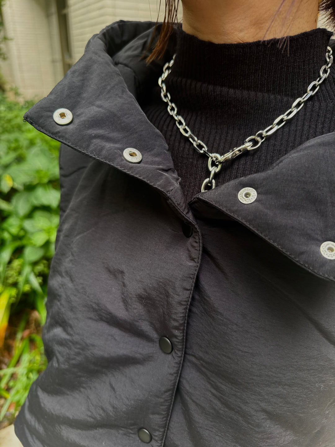 中綿フードベスト / ブラック