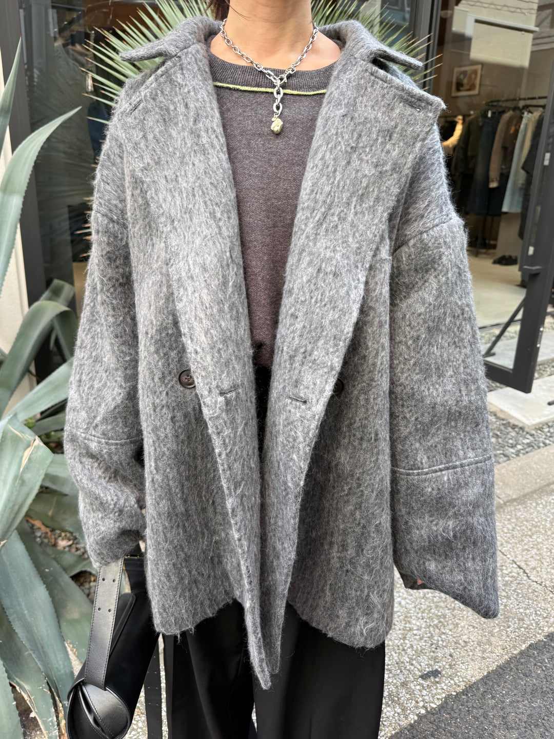 シャギーミドルコート / チャコール