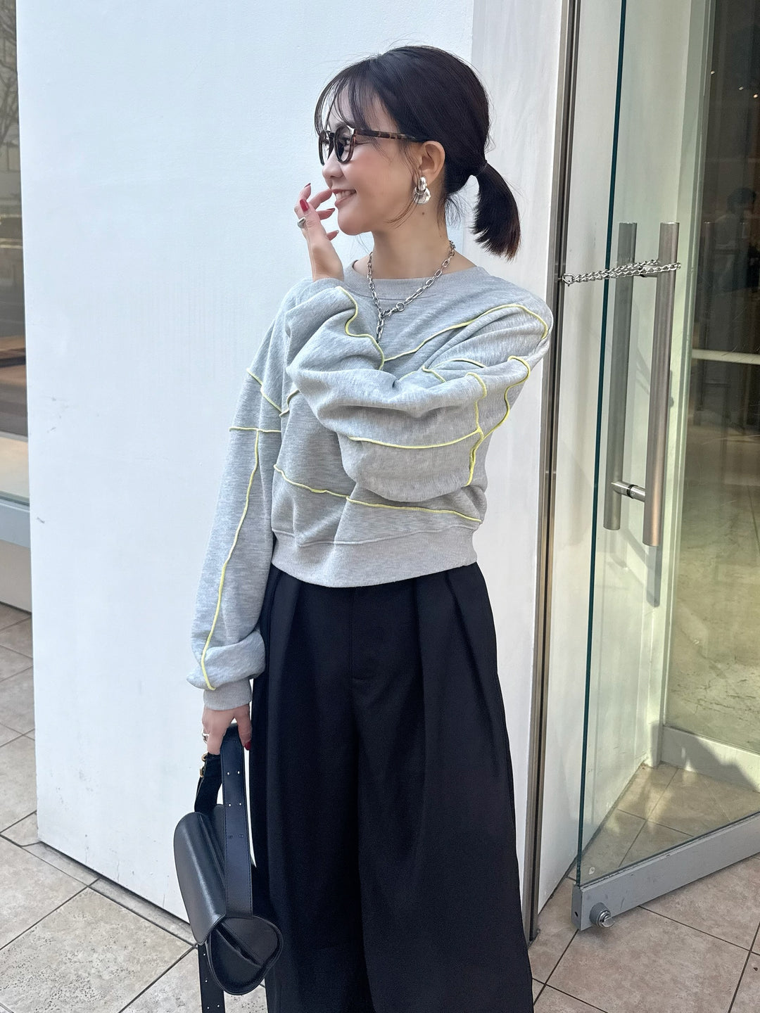 【予約】配色メロープルオーバー／グレー(2月下旬発送予定)