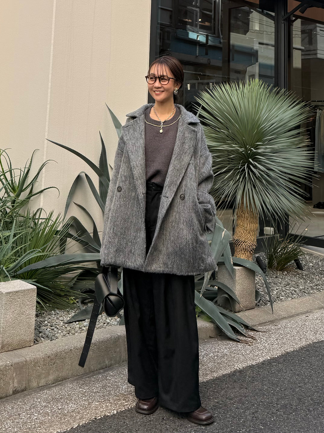 シャギーミドルコート / チャコール