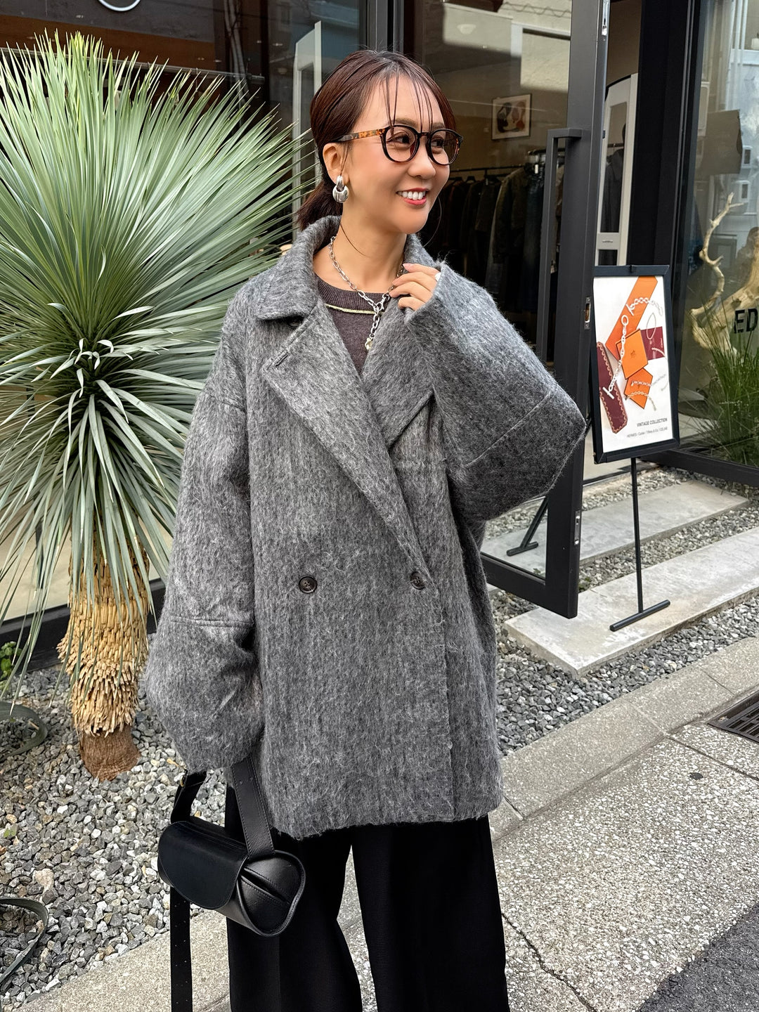 シャギーミドルコート / チャコール