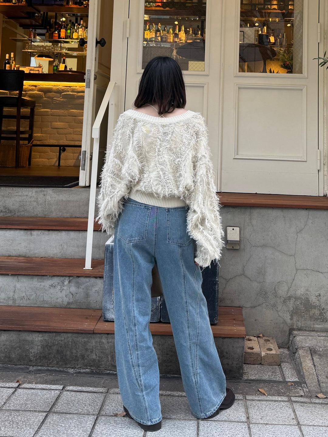 【予約】切替えストレートデニムパンツ / ブルー(1月下旬発送予定)