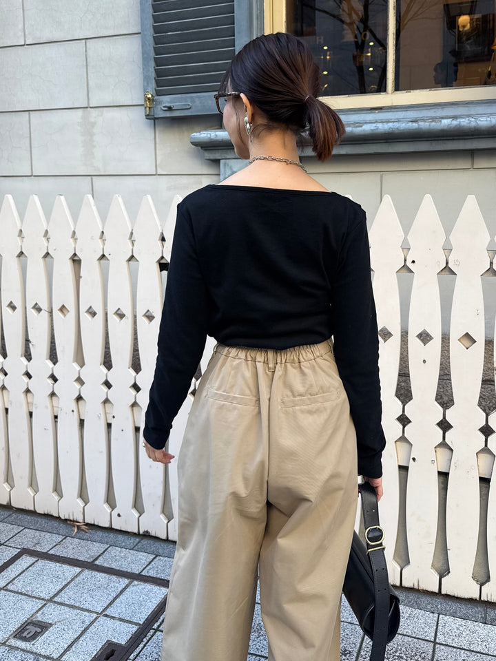 ドレープロングTシャツ / ブラック