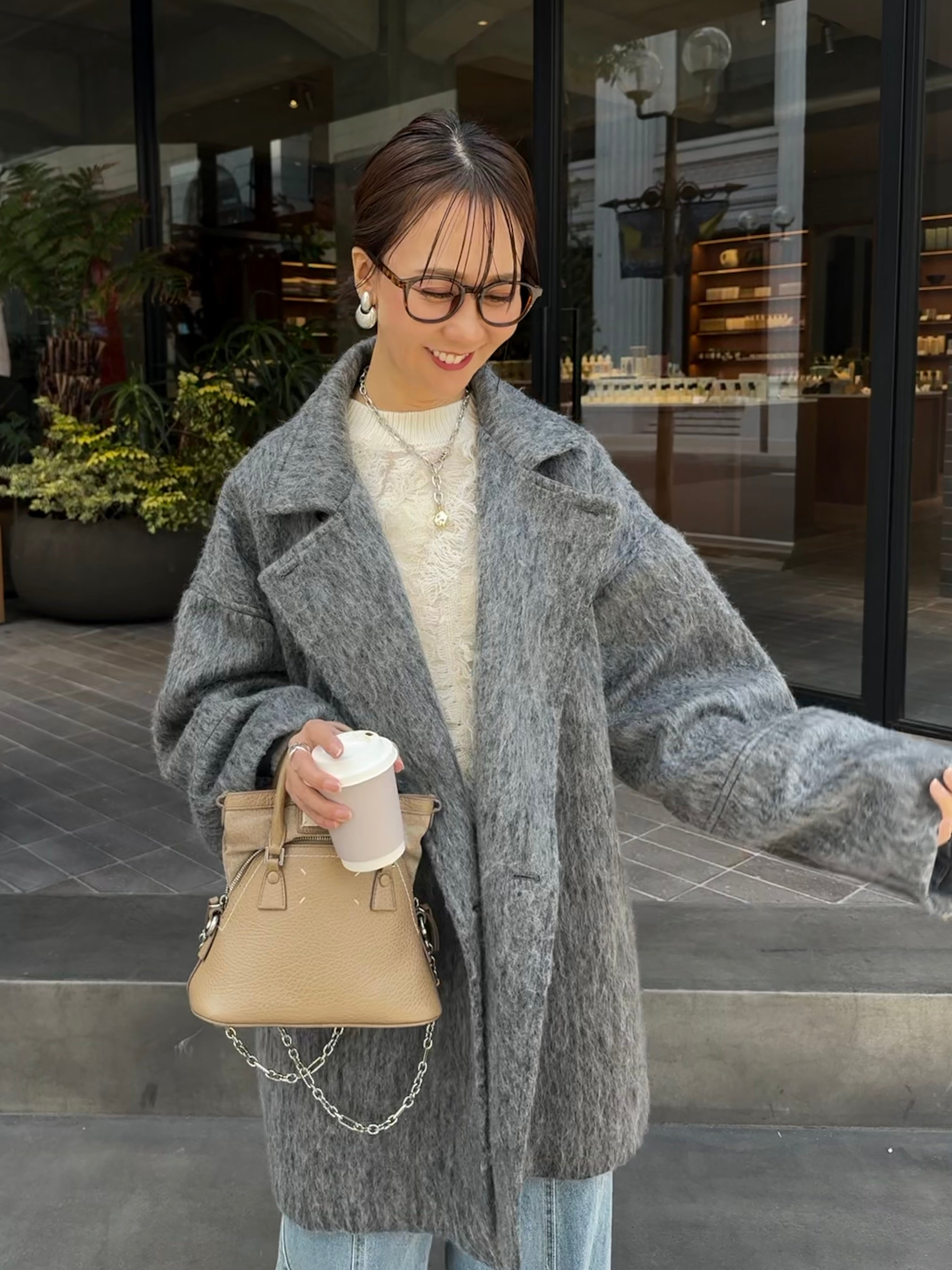 シャギーミドルコート / チャコール – fosie