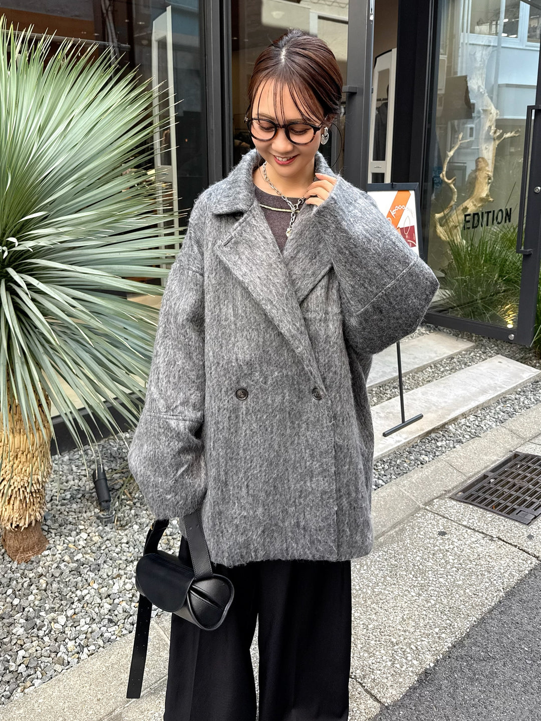 シャギーミドルコート / チャコール