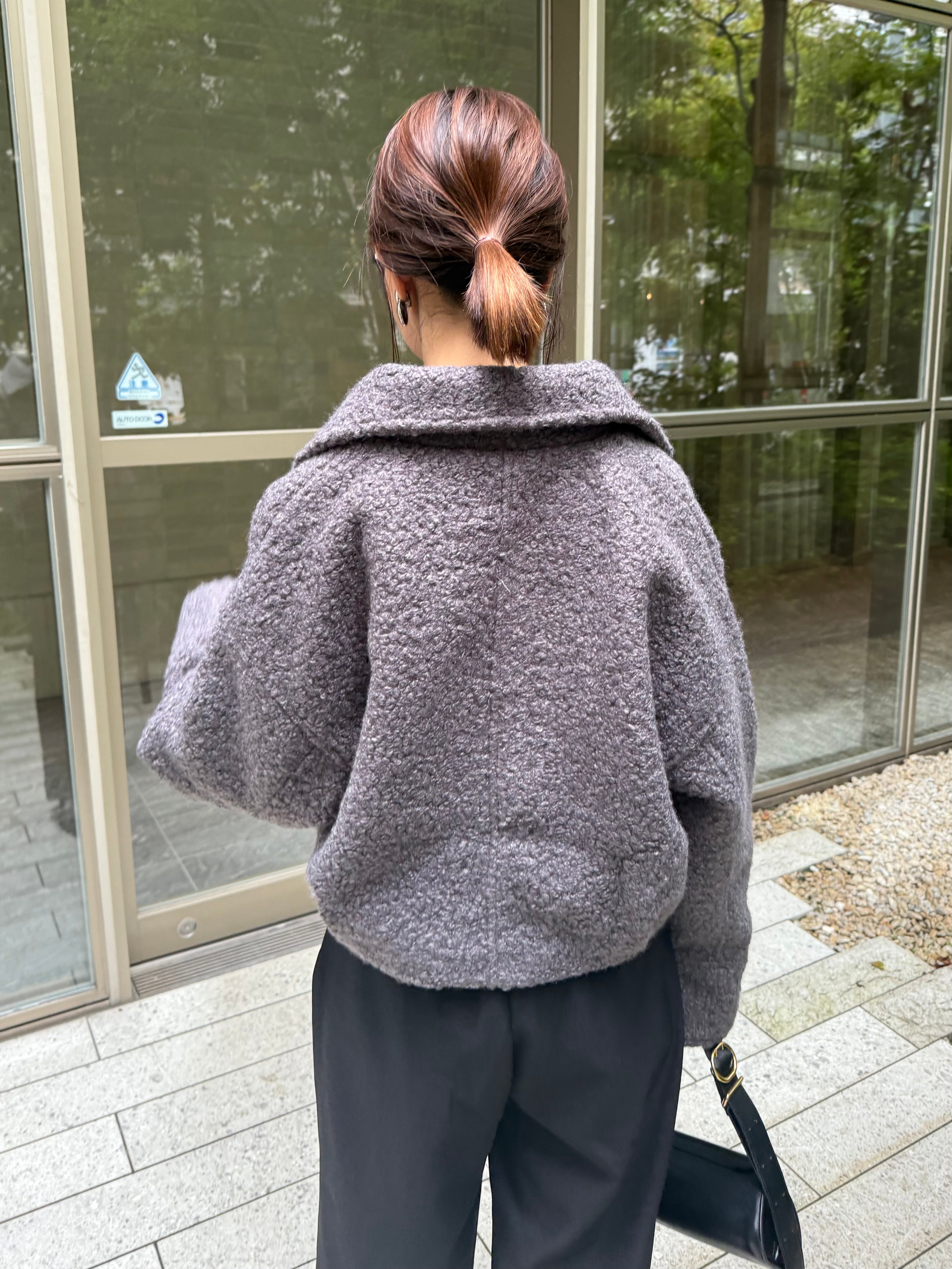 ループツイードショートジャケット / グレー – fosie