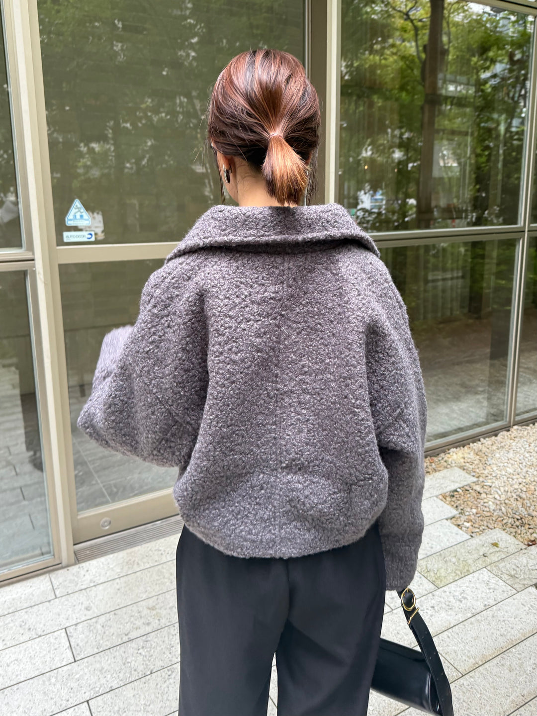 ループツイードショートジャケット / グレー