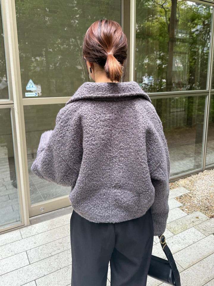 ループツイードショートジャケット / グレー