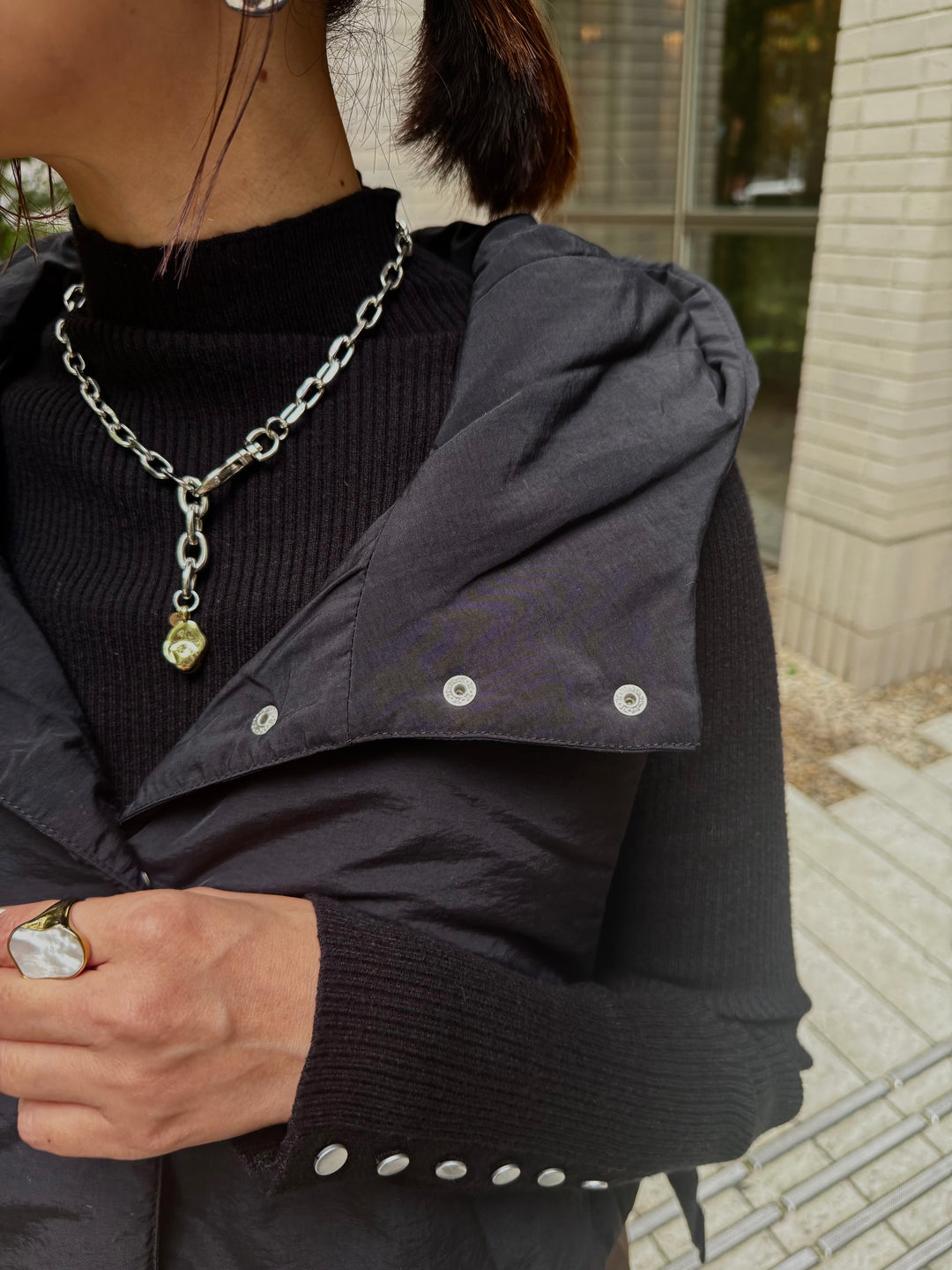 中綿フードベスト / ブラック