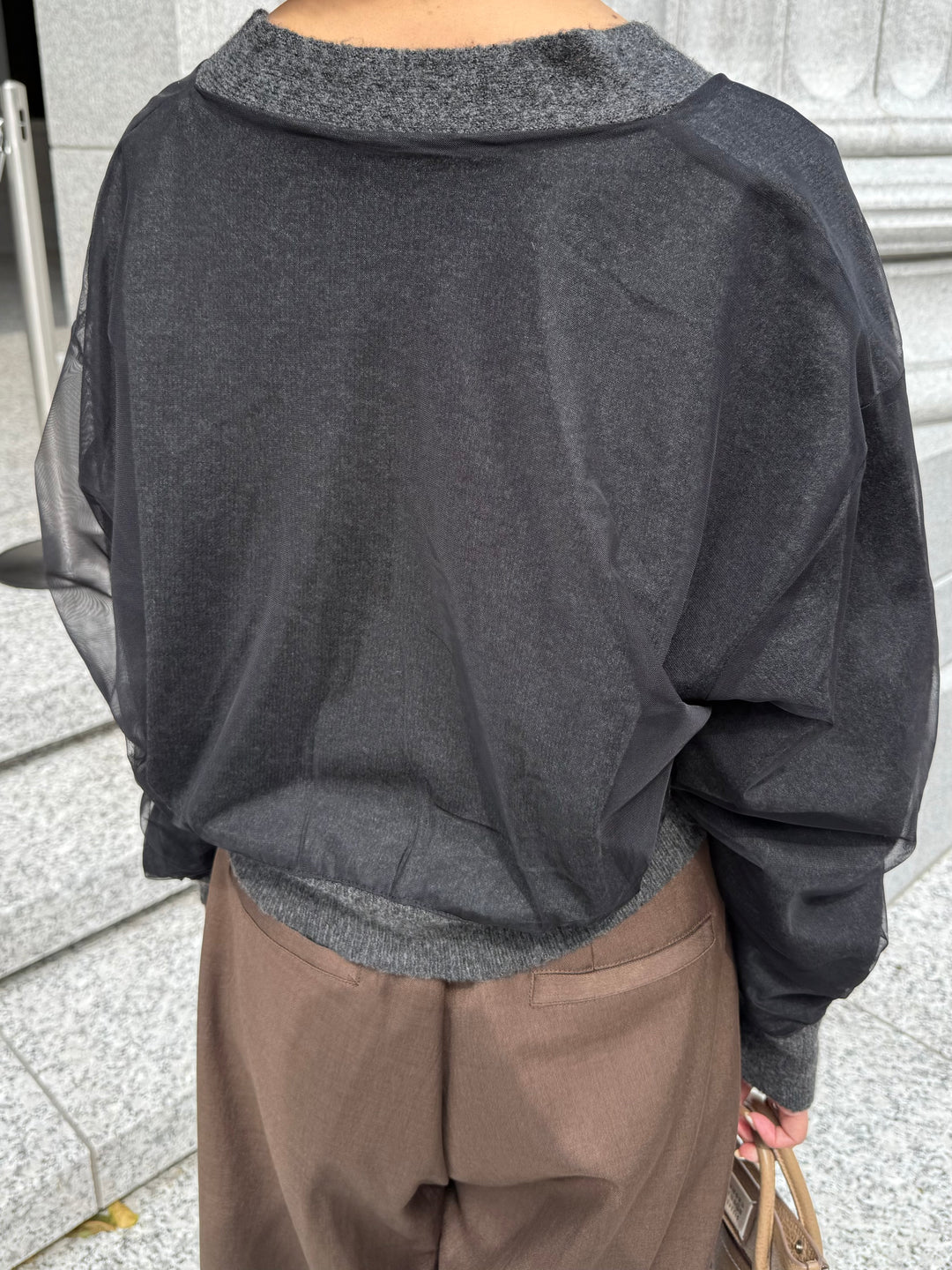 チュールニットカーディガン / ブラック