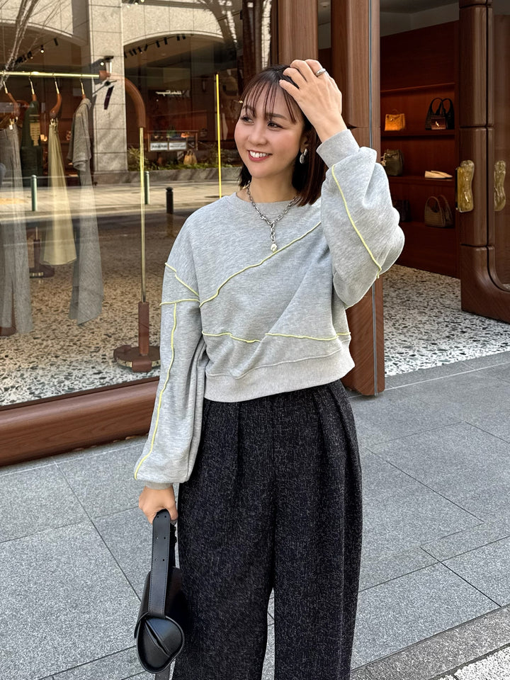 【予約】配色メロープルオーバー／グレー(2月下旬発送予定)