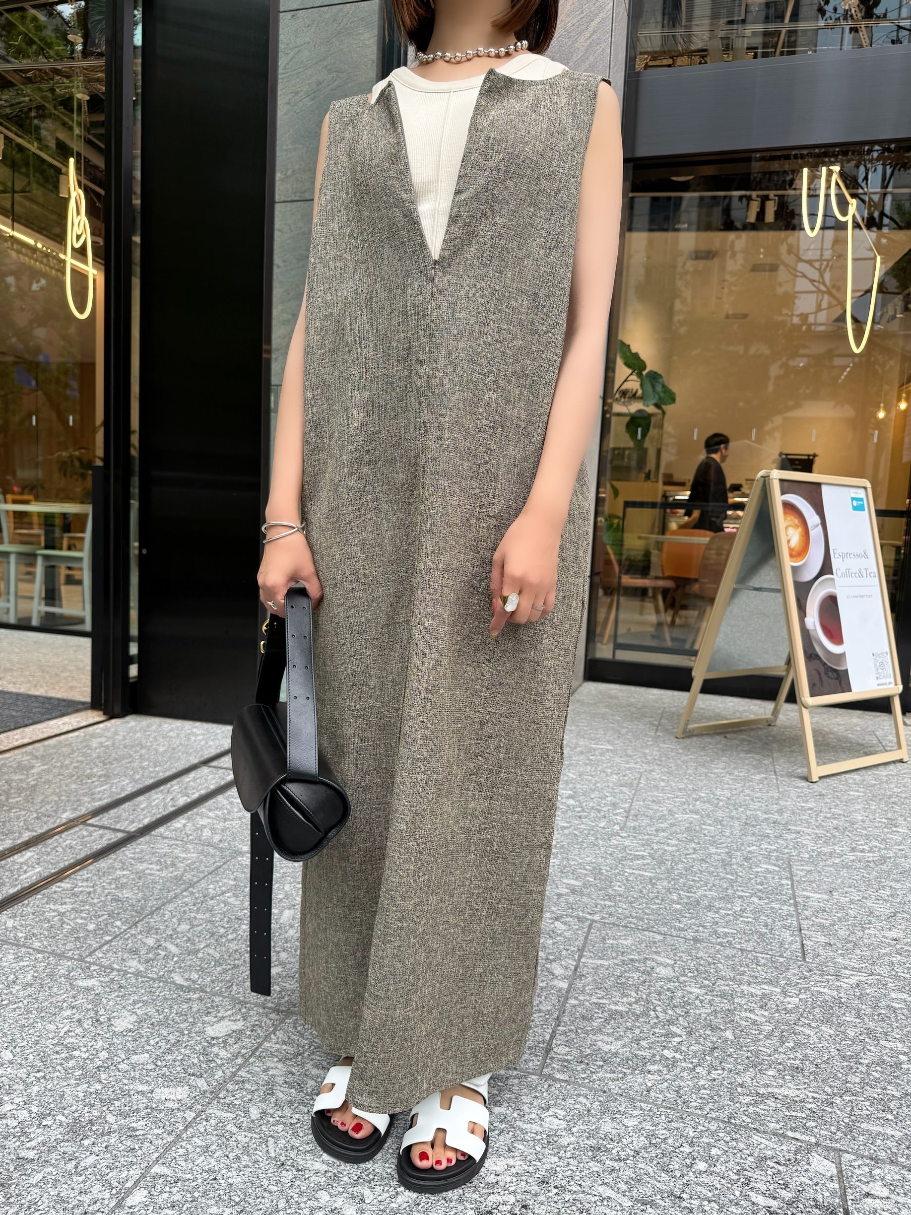 fosie フォシー　ミックスツイード2WAYワンピース / ブラウン ミックスツイード2WAYワンピース / ブラウン – fosie
