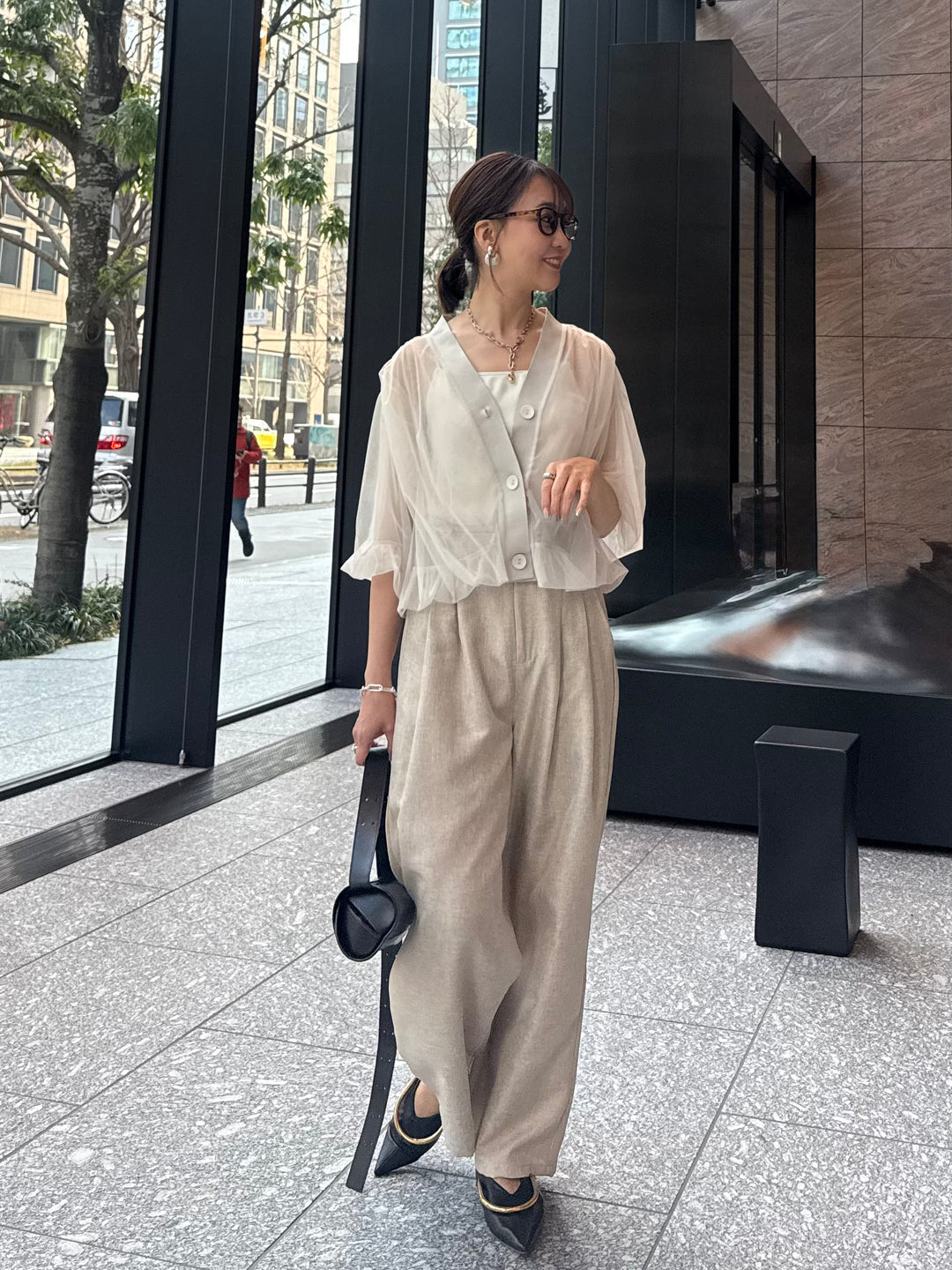 リネンライクタックパンツ / オートミール