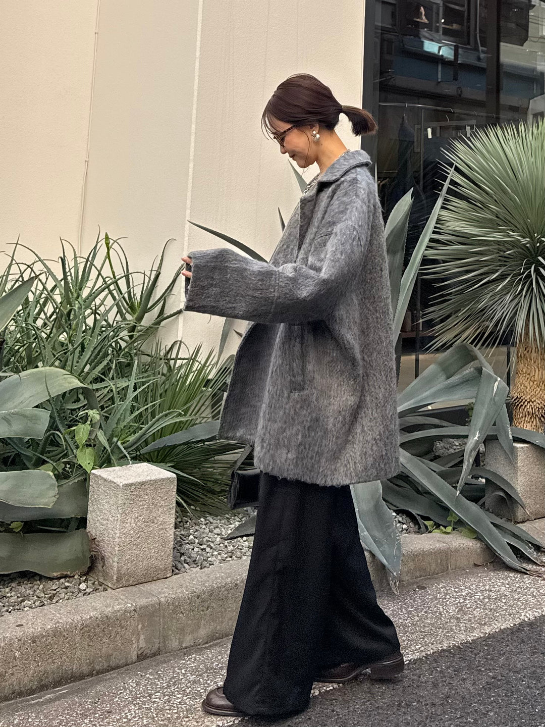 シャギーミドルコート / チャコール