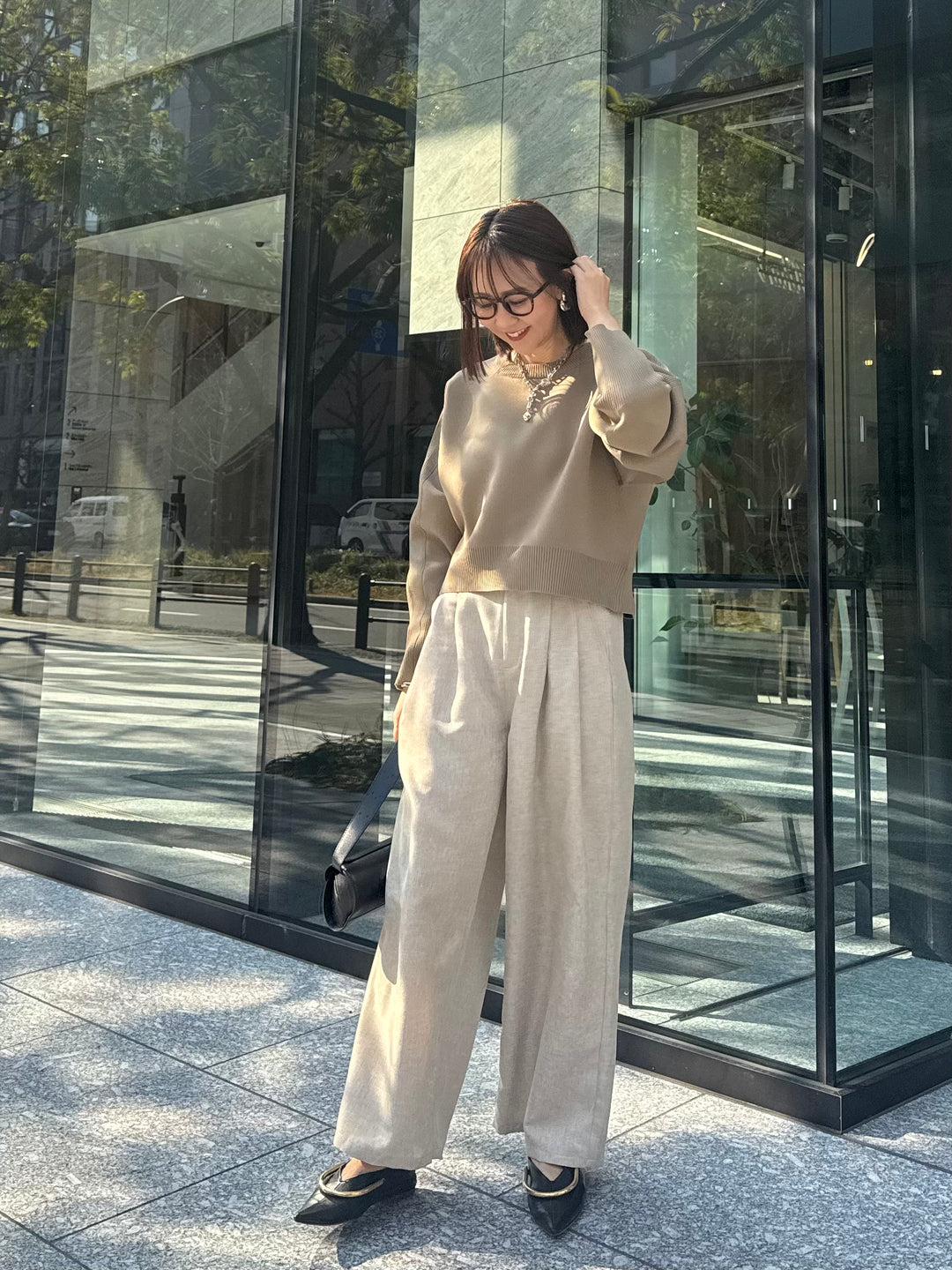 【予約】クロップド丈ダンボールニット / ベージュ(3月上旬発送予定)