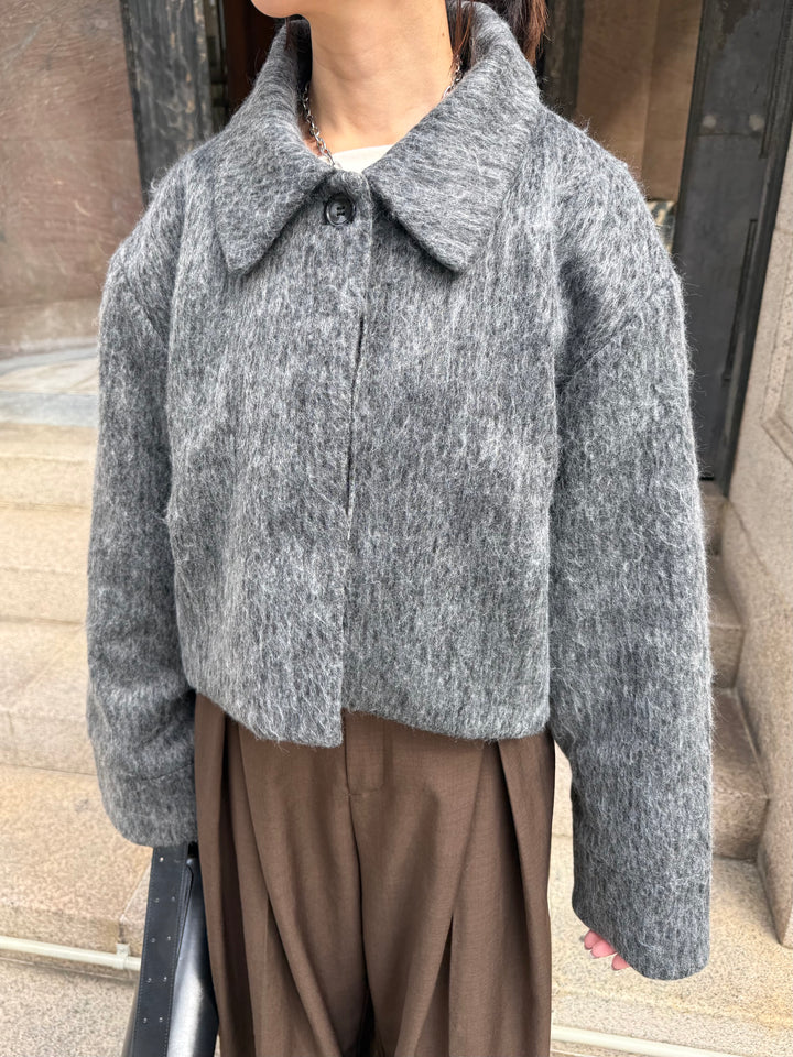 シャギーショートジャケット / グレー