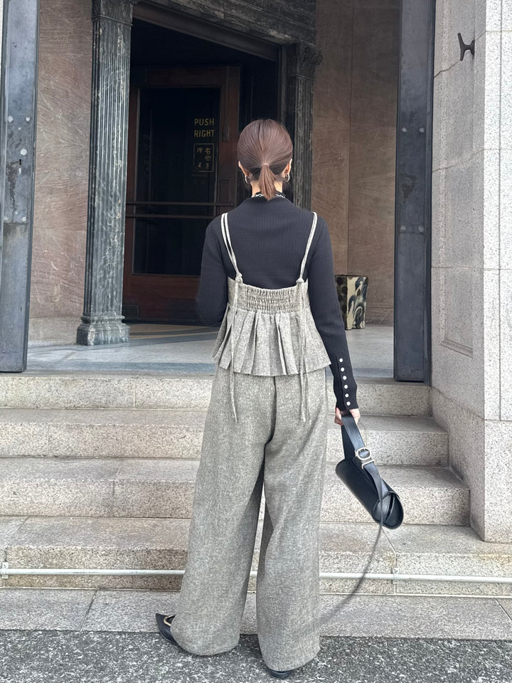 【予約】サマーツイードタックパンツ / ブラウン(2月中旬頃発送予定)