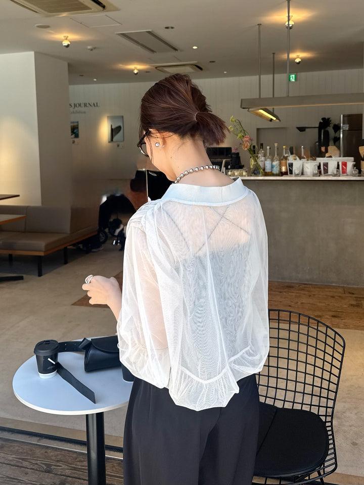 [新作300円OFF] 【予約】チュールシアーカーディガン / ベージュ(4月上旬発送予定)