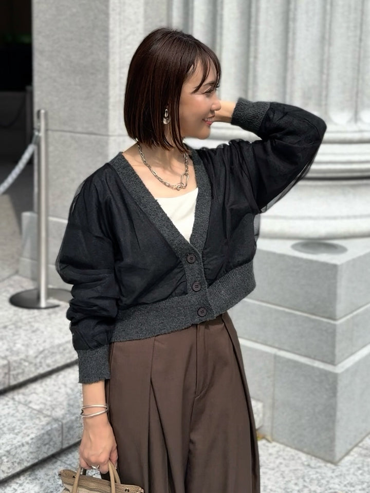 チュールニットカーディガン / ブラック