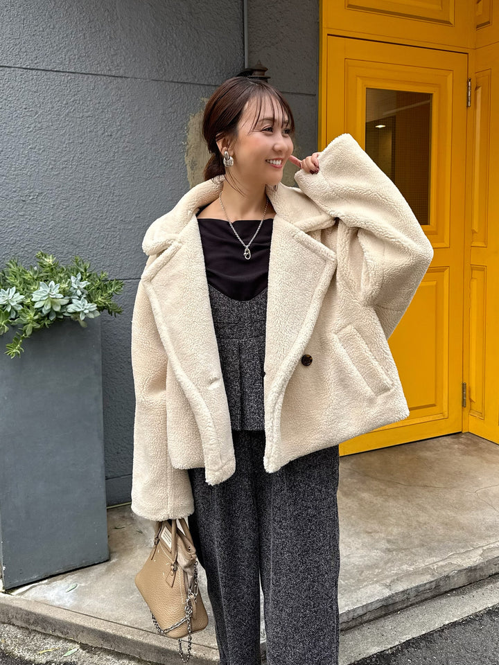 【予約】ボアショートコート / ライトベージュ(12月中旬発送予定)