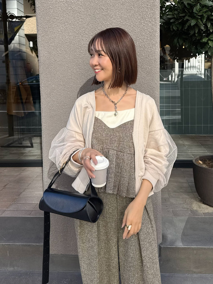 【予約】袖チュールカーディガン / ミルクティー(3月下旬頃発送予定)