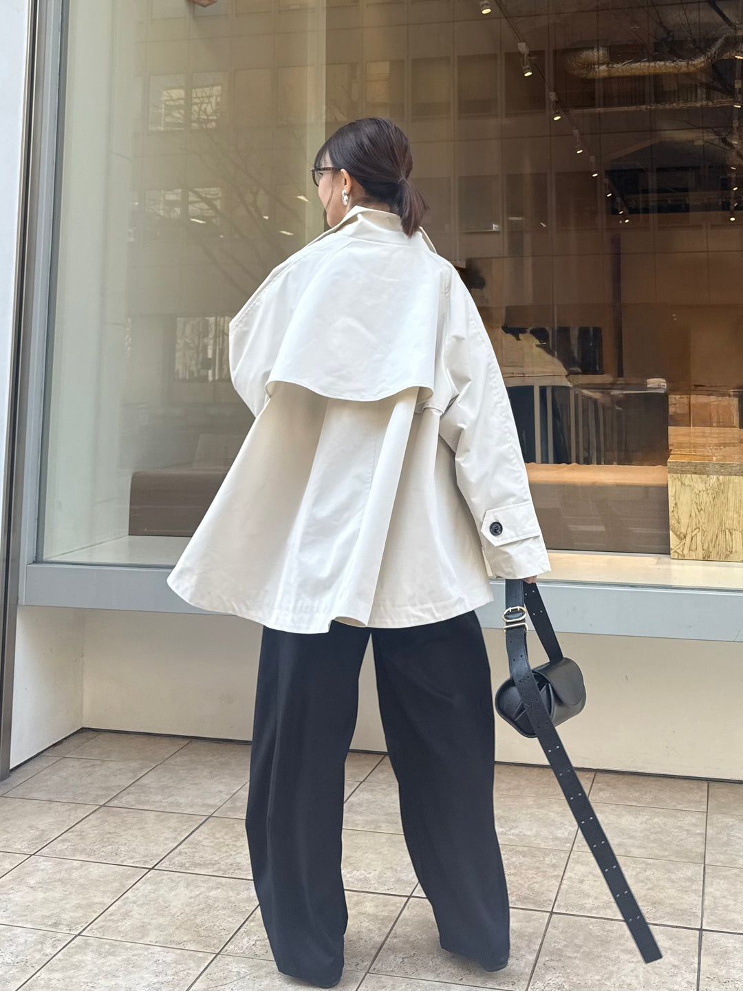 【予約】ウエストパイピングワイドパンツ / ブラック(4月上旬発送予定)