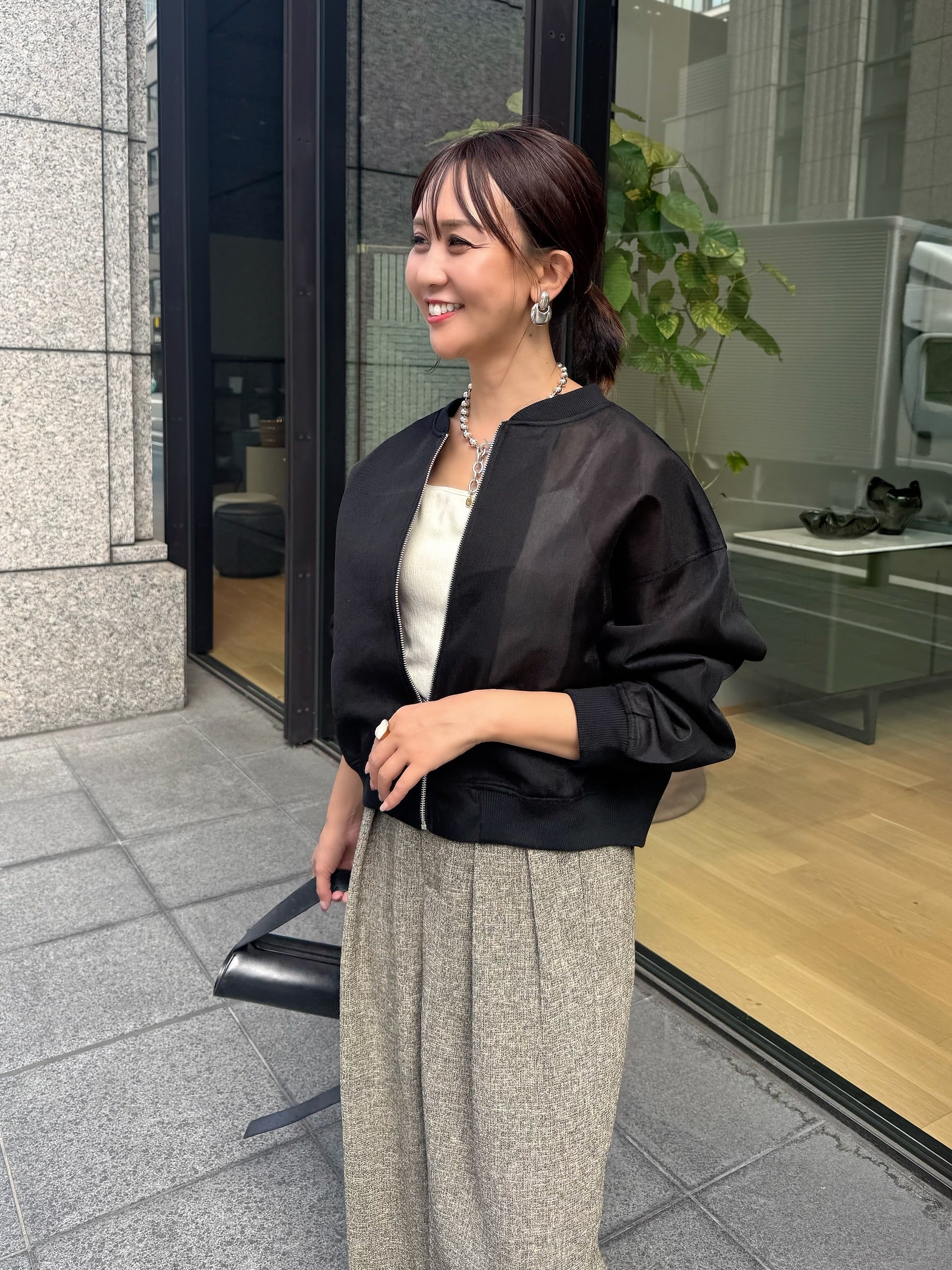 コムデギャルソン(M)シフォンスカート/黒/前ボタン/両脇ポケット/シアー コムデギャルソン(M)シフォンスカート/黒/前ボタン/両脇ポケット