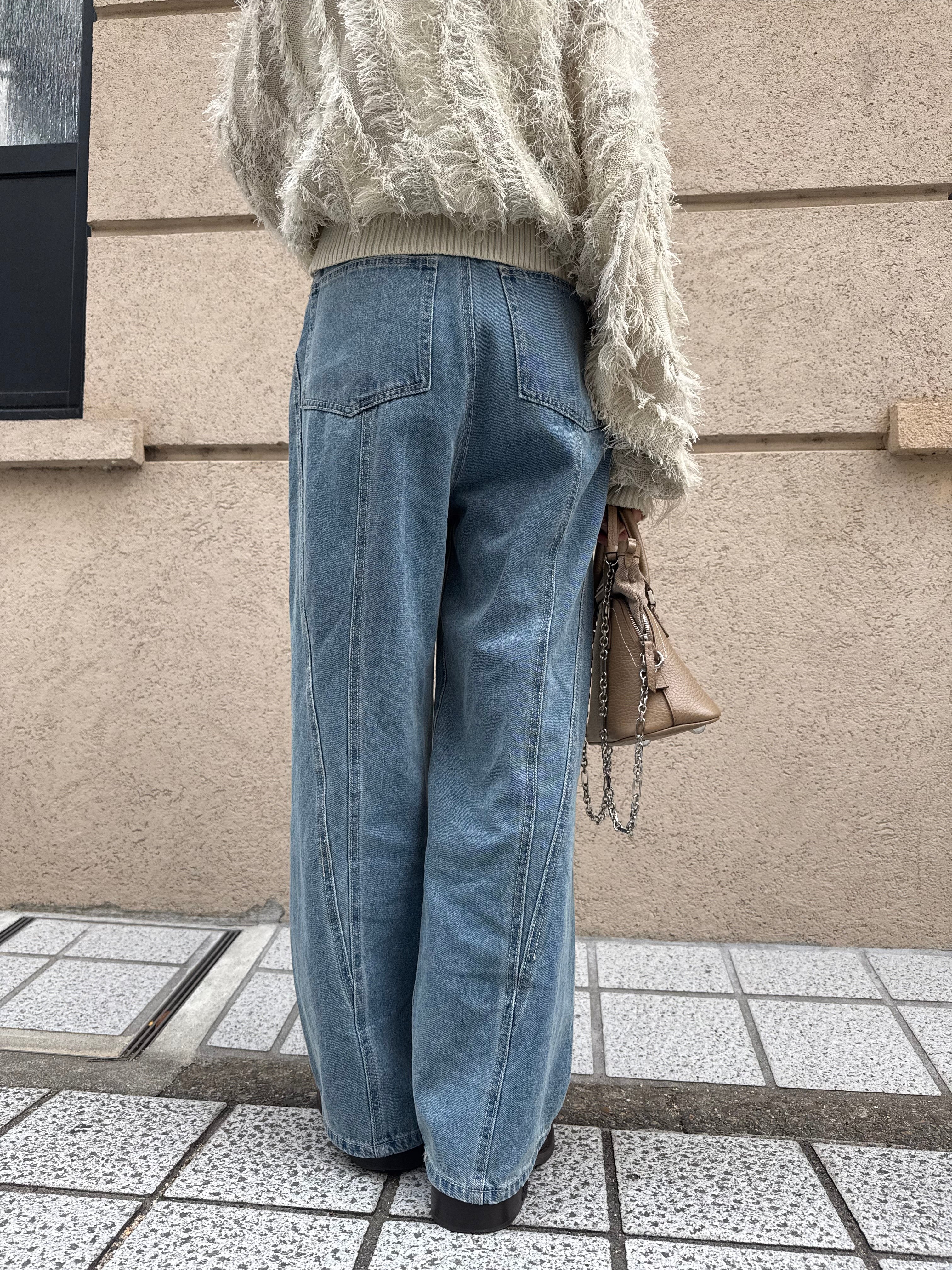 切替えストレートデニムパンツ / ブルー – fosie