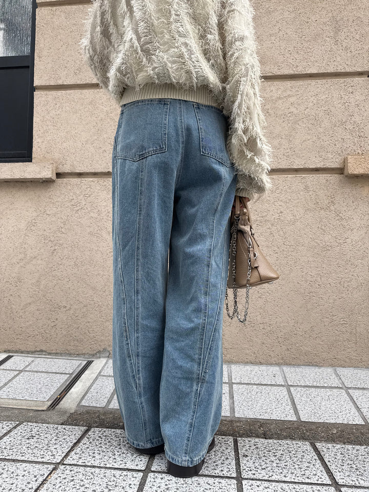 【予約】切替えストレートデニムパンツ / ブルー(1月下旬発送予定)